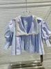 Kvinnors blusar 2023 Kvinnor Fashion Short Sleeve Sexig Casual Lapel Chain Doll Solid Color Shirt Sweet 0522