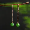 Dange oorbellen 925 Silver ingelegde natuurlijke Jade Bead Fashion Women's en Tianyu Long Balled