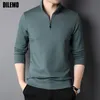 Mens Polos toppklass Fashion Brand Luxury Zipper Polo Shirt Men Casual Plain Korean Solid Color Long Sleeve Tops Clothing 230815