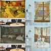 Tapisseries personnalisables paysage salon maison fond suspendu tissu décoration murale Gogh célèbre peinture tapisserie