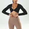 Camisas activas profundas v cuello deportivo tops bailando tops mujeres gimnasia elástica gimnasia manga larga tees de yoga transpirable camiseta femenina