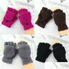 Fingerless Handskar Flip Cover Type Glove Multi Pure Colors Plysch Sticking Exponge Fingers Winter Outside Keep Warm Womens Mitts 3 8lc L2 DHKNS