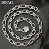 Pendant Necklaces BOCAI S925 Sterling Silver Necklace for Men Women 2023 Fashion Eternal Vine Flat Horseshoe chain Blue Zircon Argentum Jewelry 230816