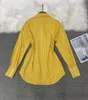 Women's Blouses 2023 Summer And Autumn Clothing Yellow Chic Striped Loose Waist Long Shirt 0814