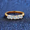 Сертифицированное мойанитовое кольцо для обручального кольца 1 Объединение 5 каменных бриллиантовых полос тестируют положительные 925 Серебряные тенденции ювелирных изделий 230816