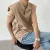 Men's Polos Men Vest Solid Lapel Sleeveless Top TShirt Summer Trend Streetwear Loose Casual Tank Tops Fashion Commuter Polo Shirt Unisex