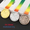 Dekorativa föremål Figurer 3D Winter Sport Skiing MedalS Zinc Eloy Gold Silver Bronze Custom Award Medallion With Good Ribbon Ski Medal Souvenirs 230815