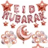 Party Decoration 37Pcs/Set Eid Mubarak Balloons Ramadan Decorations Moon Star Aluminum Foil Sequins Balloon Set Muslim Supplies Drop Dhsn9