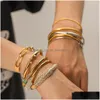 Bangle Fashion Jewelry PVD 18K Gold Plated Open Circle Cuff Armband Rostfritt stål för kvinnor Drop Leverans DHGHS