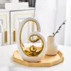 Decorative Objects Figurines Light Luxury Abstract Ornaments Ceramic Material High Sense Home Office Wine TV Cabinet Accessories Decor Housingwarm Gift 230815