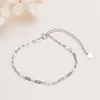 Link Bracelets Freshwater Pearl Bracelet For Women S925 Silver Plating Platinum Simple Hand Jewelry 3mm Girls' Gift 2023 Fashion Trend