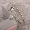 Bangelliebe Armreifen Frauen offener Strasskristall Doppelhart Silber Farbe Kubikzirkonia Verstellbare Armbänder