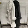 Kadınlar Deri Kadın Trençkotu Uzun Orijinal Koyun Ceket Gerçek Moğol Kuzu Kürk Körfez Kuff Trim Lady Fashion Outerwear GT3717