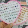 Stadnina 36 pary moda koreańskie style urocze catseye Crystal Alphabet z sercem Jewlery Box Kobiet Dziewczyny Sier Złote Kolki