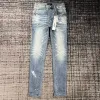 Дизайнерские джинсы Мужские джинсы Фиолетовые джинсы Дизайнерские брюки Pantalones Мужские рваные прямые обычные джинсовые разрывы Вымытые старые длинные джинсы m3IW #