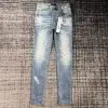 Jeans firmati Jeans da uomo Jeans viola Pantaloni firmati pantalones Uomo Strappato dritto Regular Denim Lacrime lavate Old Long Jean m3IW #