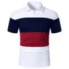 Herenpolo's Poloshirt met korte mouwen voor heren, driekleurig gesplitst ontwerp, urban business casual streetwear mode-revers 230815