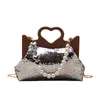 Evening Bags 2023 European And American Fashion Sequins Love Heart-shaped Handle Handbag Women's Crossbody Tote Clip Bag