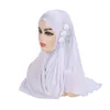 Ethnische Kleidung Muslim Islamic Blumen Hijab One Piece Amira Cap Niqab Khimar Frauen Ramadan Kopfbedeckung Arabische Schals Turban Wrap Malaysia Kopf