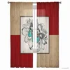 カーテンバタフライフラワーレトロな壁薄い窓のカーテンベッドルームドレープのための家の装飾リビングルームのチュールカーテンシフォンカーテン