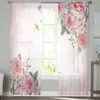 Rideau rose fleur libellule rideaux de fenêtre transparents pour chambre à coucher rideaux de couloir décor à la maison rideaux en tulle pour salon rideaux en mousseline de soie