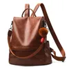 Bolsas escolares de alta qualidade feminino Pu mochilas de couro casual lapso de ombro de viagem de viagens para fêmeas vintage para meninas adolescentes