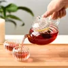 Dijkartikelen sets glazen theepot met infuser verwijderbare hittebestendige theeketel kruik pompoen gevormd voor los blad bloeiende fruit