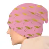 Berets Cool Gold And Pink Flamingos Pattern Skullies Beanies Men Women Winter Warm Slouchy Beanie Hat Knitting Bonnet Cap For Ski