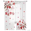 Curtain Bird Love Tree White Valentine'S Day Sheer Curtain Window Tulle Curtains Living Room Valance Curtain Tulle Panels Chiffon Drapes R230816