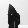 Men'S Hoodies Sweatshirts Wizard Hat Oblique Zipper Punk Rock Hiphop Streetwear Gothic Style Diagonal Zip Up Black Cloak Hoodie Ja Dhjou