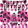 Other Event Party Supplies Pink Girl s d Birthday Decoration Balloon Tableware Backdrop Girl Supplise Kids Toys 230815