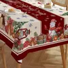 Table Cloth Christmas Snowman Polyester Rectangle Tablecloth Party Decoration Waterproof Dining Table Tablecloth Navidad Decorations 230815