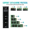 Cavi del computer M2 SSD Caso SSD NVME Enclosure M.2 Adattatore USB per PCIE NGFF SATA M B Tasto 2230/2242/2260/2280 Doppia protocollo