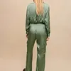 Women's Two Piece Pants Mzje Women Original Design Summer Est Long Sleeve Mint Jumpsuit 2023