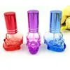 8 ml färgglada påfyllningsbar tom skalle form kristallskuren glas parfym spray flaskor atomizer rese mini prov parfym container aluminu fddn