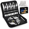 Dinnerware Sets Stainless Steel Outdoor Cutlery Set 10-24pcs Travel Camping Kitchen Utensils