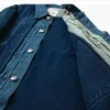 Herrenjacken Blau gefärbt Kendo Stoff gefälschte Zweiteilung Denim Patchwork Jacke für Männer lose Cpwy Coat Top männlich 230815