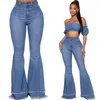 Women's Jeans High Waist Denim Women Retro Flare Pants Wide Leg Trousers Lady Casual Bell-Bottoms Pant Female