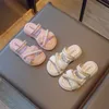 Slipper Neue Sommer Mädchen Slip-on Sandalen Perle Gefrieste Sandalen Für Mädchen Mode Design Große Mädchen Outdoor Hausschuhe Größe