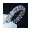 Z bocznymi kamieniami 925 Sterling Sier Band Eternity Ring for Women Big Gift Ladie