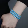 Charmarmband Single Double Row Blue Turquoises Stone Geometric Round Oval CZ Sparking Tennis Armband 230815