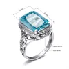 Anillos de racimo anillo de boda de aguamarina vintage sólido 925 sterling plate azul joya elegante joyería elegante para mujeres regalo