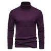 Męskie swetry męskie fioletowe golar SWEATK AUTN Zima długie rękawy ciepłe swobodne topy Slim Fit Fit Warm Pullover Undershirt Men 12 kolorów J230806