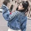 Womens Jackets Spring Coats And Women Korea Sweet Pearl Decor Denim Jacket Short Pearls Long Sleeve Casual Pockets Loose Clothes 230815