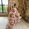 Casual Dresses Extra Puffy Tiered Ruffles Maternity Tulle Women Po Shoot Long Sleeves Front Open Robes Plus Size Real Image