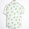 Men's Casual Shirts Summer Avocado Print Breathable Hawaiian Shirt Men Plus Size High Quality Fluorescent Clothes Masculina