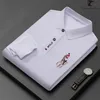 Polos Polos Polo Shirt manica lunga colore solido bavaglio camicie formali ricami casual comodi 230815