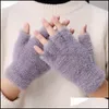 Fingerless Gloves Fashion Lady Glove Pure Color Autumn Winter Stay Warm Half Finger Mitt Thickening Anti Cold Womens Expose Fingers 7 Dhdks