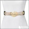 Belts Women Flower Waist Fashion Ladies Floral Elastic Wide Gold Metal Belt For Dress Female Golden Chain Girls 278 T2 Drop Delivery A Dhxih