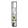 Stehlampe Etagere Organizer Regal mit Leinenschatten, schwarz